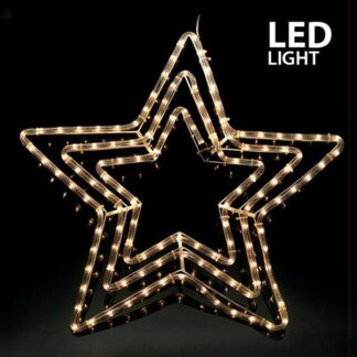 TRIPLE STAR, 4.70m LED ROPE LIGHT, 2-WAY, WITH PROGRAM, WARM WHITE, 60x60cm, IP44 600-20006 - Eurolamp