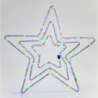 TRIPLE STAR, 4.70m LED ROPE LIGHT, 2-WAY, WITH PROGRAM, MULTI, 60x60cm, IP44 600-20224 - Eurolamp