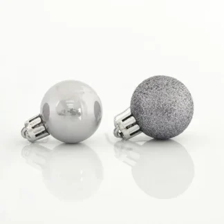 GREY BALL, PLASTIC, SET 27PCS, (9 PEARL, 18 GLITTER), 3cm 600-42639 - Eurolamp