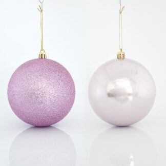 PINK BALL, PLASTIC, SET 6PCS, (2 PEARL, 4 GLITTER), 10cm 600-42650 - Eurolamp