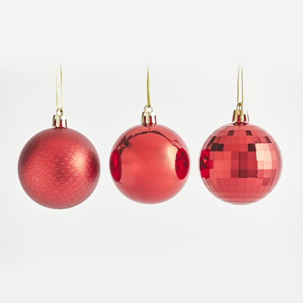 PLASTIC BALL, RED, SET 24PCS, 6cm 600-42834 - Eurolamp