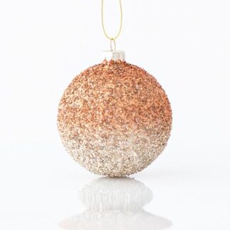 GLASS BALL, TWOCOLORED BROWN, WITH GLITTER, SET 4PCS, 8cm 600-45056 - Eurolamp