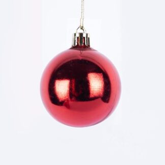 PLASTIC BALL, RED, SHINY, SET 6PCS, 6cm 600-46430 - Eurolamp