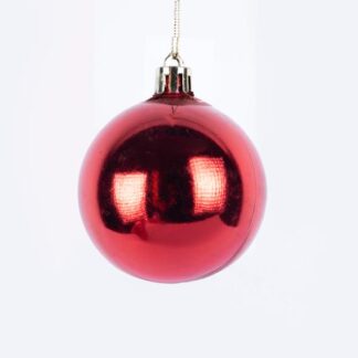 PLASTIC BALL, RED, SHINY, SET 6PCS, 8cm 600-46431 - Eurolamp