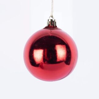 PLASTIC BALL, RED, SHINY, SET 6PCS, 10cm 600-46432 - Eurolamp