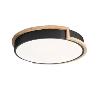 LED CEILING LAMP FINESSE R4-35 Ø400xH50 35W 3xCCT (3000K/4000K/6500K) 3150Lm MAT BLACK+WOODEN 2027960 VITO