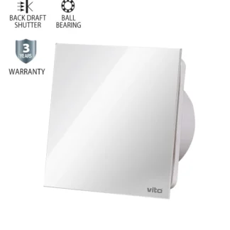 ВЕНТИЛАТОР ЗА БАНЯ VENTI-GL120/Φ120MM/СТЪКЛЕН ПАНЕЛ/ЛАГЕР И КЛАПА/БЯЛ 15W 8005260 VITO