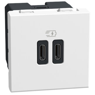 Розетка 2xUSB за зареждане тип C+C 3A 30W 2 мод. цвят Бял YW4293CC Light Now Bticino