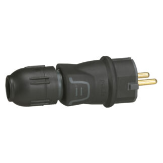 Щепсел черен 2P+Т 16A ІР44 250V гумиран с щуцер 50340 Legrand