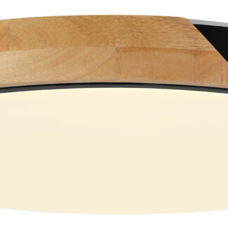 LED Ceiling Light 48W Black/Wood Body CCT + Remote Control 12813 Optonica