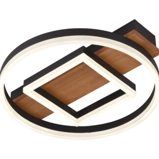 LED Ceiling Light 46W Black/Wood Body CCT + Remote Control 12822 Optonica