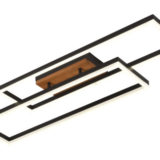 LED Ceiling Light 86W Black/Wood Body CCT + Remote Control 12823 Optonica