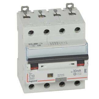 ДТЗ комбинирана DX3 4P 10A крива C 30mA тип AC 6kA 4 мод. 411185 Legrand