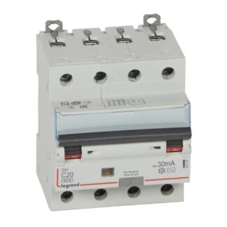 ДТЗ комбинирана DX3 4P 20A крива C 30mA тип AC 6kA 4 мод. 411187 Legrand