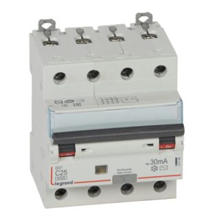 ДТЗ комбинирана DX3 4P 25A крива C 30mA тип AC 6kA 4 мод. 411188 Legrand