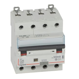 ДТЗ комбинирана DX3 4P 25A крива C 300mA тип AC 6kA 4 мод. 411207 Legrand