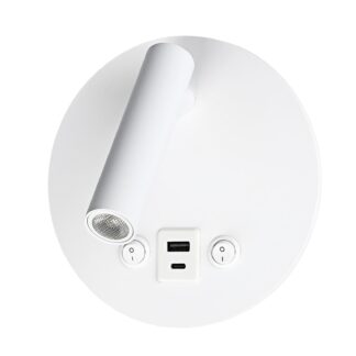 LED Wall Light 8W 4200K With ON/OFF-Switch + USB White 7588 Optonica