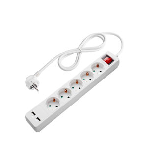 Разклонител 5 Гнезда 1.5м кабел IP44 + On/Off ключе и 2xUSB 7616 Optonica