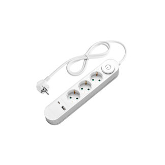 Разклонител 3 Гнезда 1.5м кабел IP44 + On/Off ключе и 2xUSB 7617 Optonica