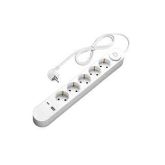 Разклонител 5 Гнезда 1.5м кабел IP44 + On/Off ключе и 2xUSB 7618 Optonica