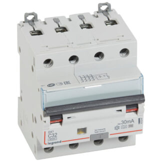 ДТЗ комбинирана DX3 4P 32A крива C 30mA тип F 6kA 4 мод. 411247 Legrand