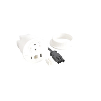 Модул за вграждане в бюро с 1х Шуко и USB тип A+C, GST18, Ø80mm, цвят БЯЛ 654714F Incara Disq Legrand