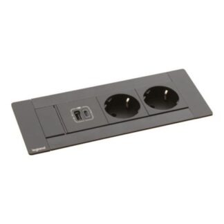 Мебелна кутия с 2х Шуко и USB тип A+C, кабел 2m цвят ЧЕРЕН 654786 Incara Multilink Legrand