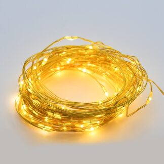Коледни LED лампички 20 LED 3000K със златиста медна нишка и таймер 2м IP44 X0120135 Aca Light
