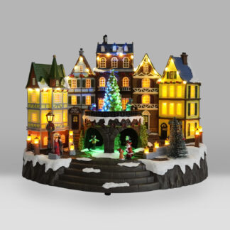 Коледна декоративна сцена Селце с движение RGB LED осветление и музика XCVVILLAGE5 Aca Light